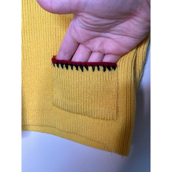 1970s Andrew St. John Import Bright Yellow Red Disco Mod Cropped Sweater Vest M - Picture 4 of 5